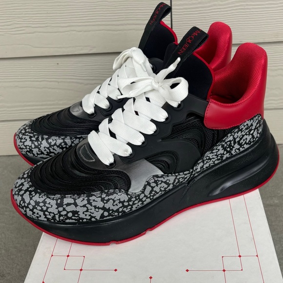 Alexander McQueen Black Red ‘Cement’ Logo High Top Sneakers 🔥🔥